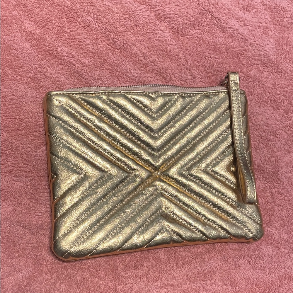 ASOS Gold Quilted Wristlet Clutch
